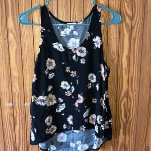 Love, fire floral tank top